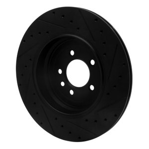 Land Rover Range Rover Sport Brake Rotor (1) - Rear Left - R1 Concepts - Drilled & Slotted - Black - `10-`13